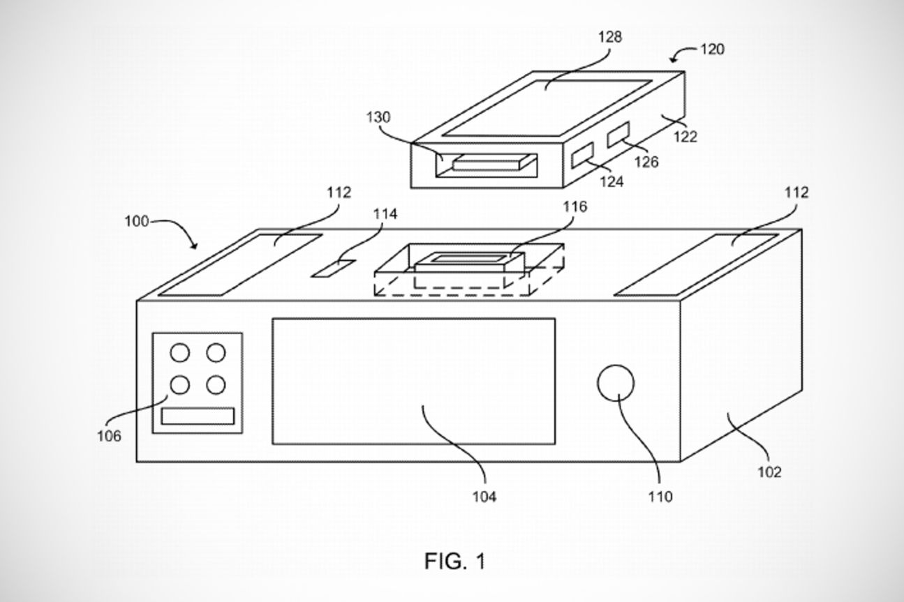 Das iPhone-Dock im Patentantrag erinnert optisch an einen Radiowecker