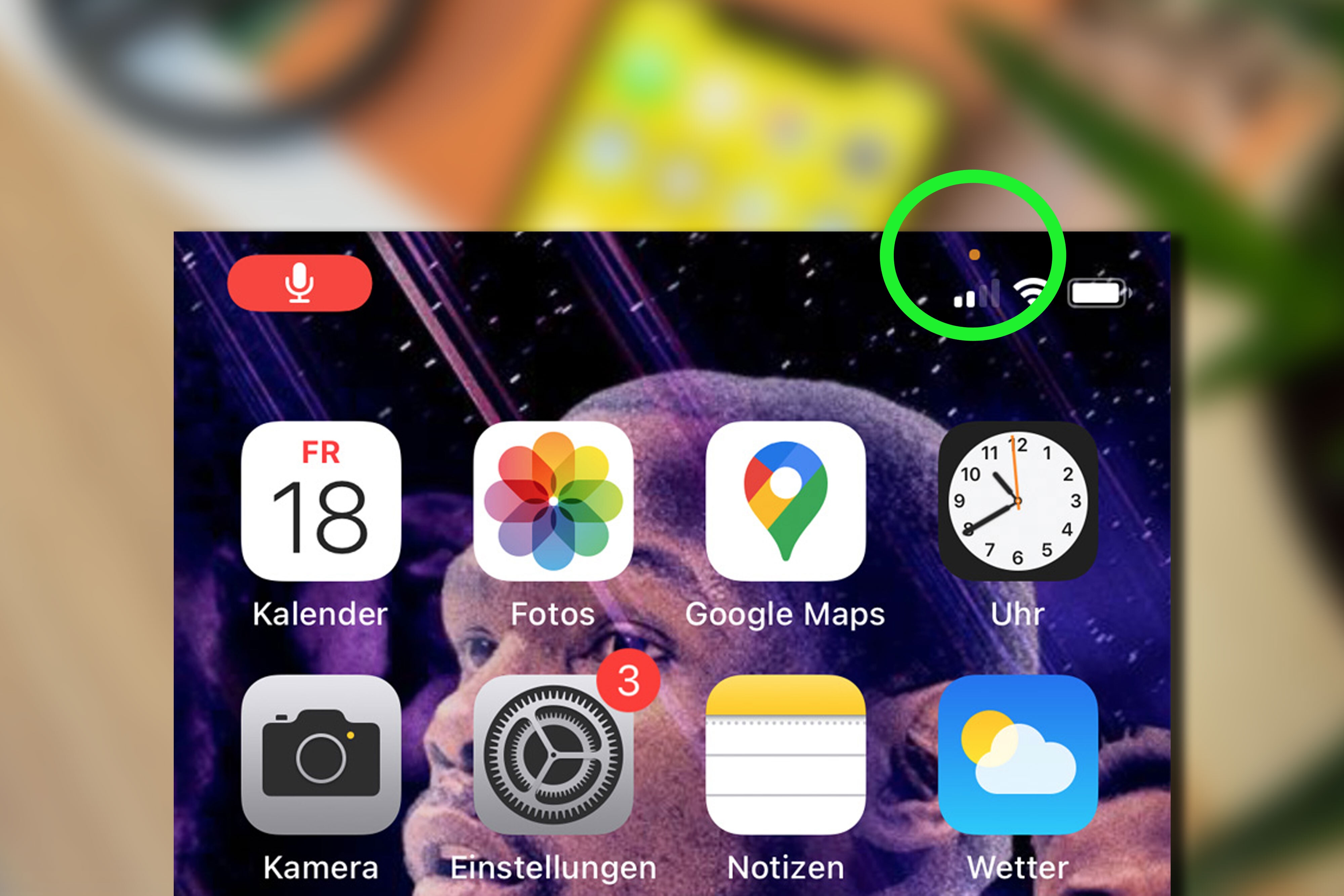 Punkt orange auf Phone